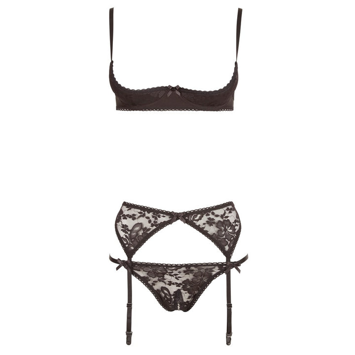 Cottelli Collection Black Half Bra Set Size: 80c/m