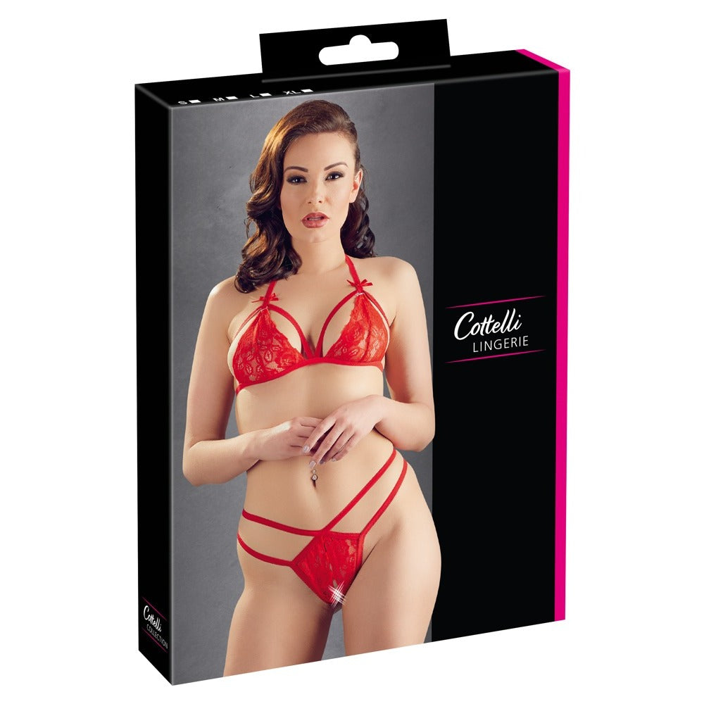 Cottelli Lace Set Red Size: Large