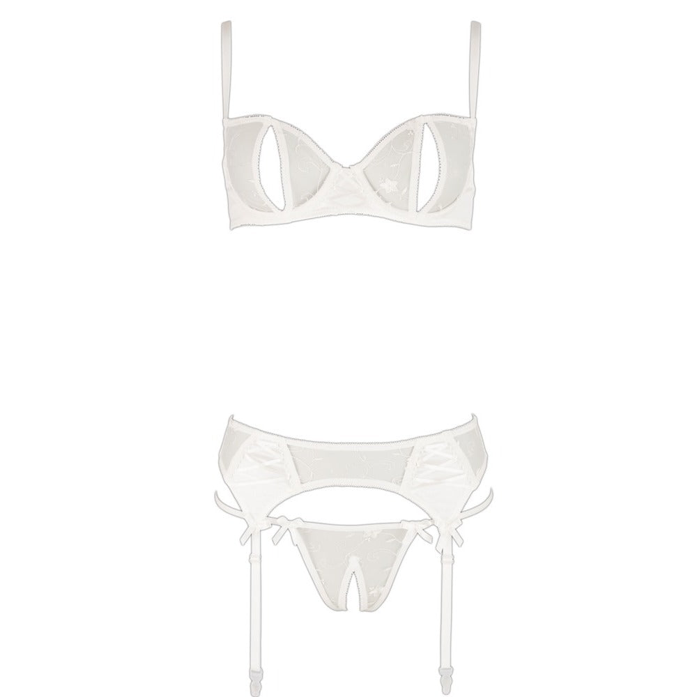 Cottelli Delicate Bra Set White Size: 38B/L