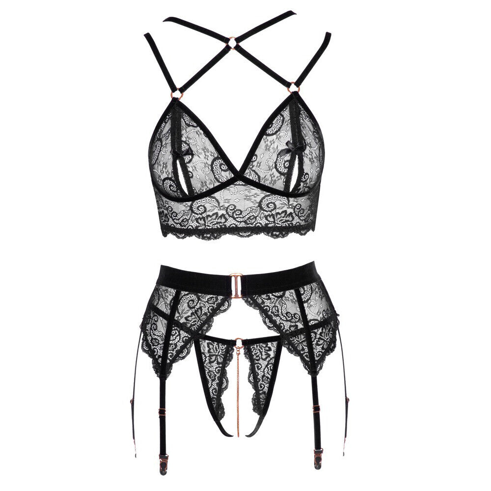 Abierta Fina Lacey Open Suspender Set Size: Large