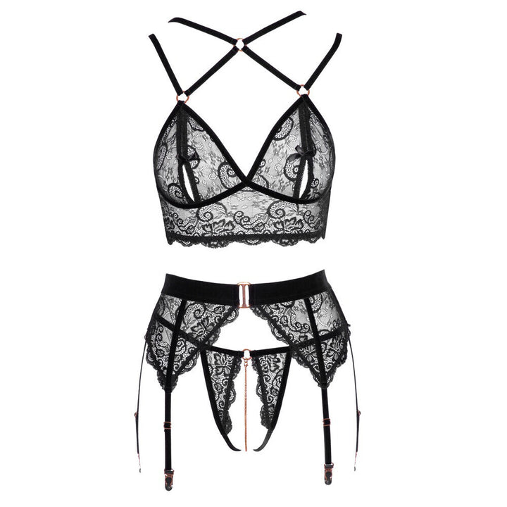 Abierta Fina Lacey Open Suspender Set Size: Medium