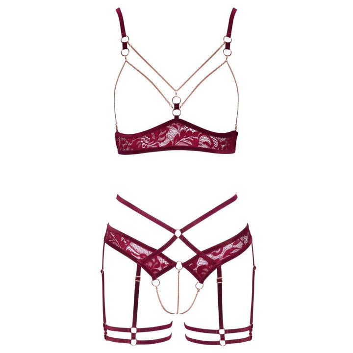 Abierta Fina Open Red Lace Set Size: Large