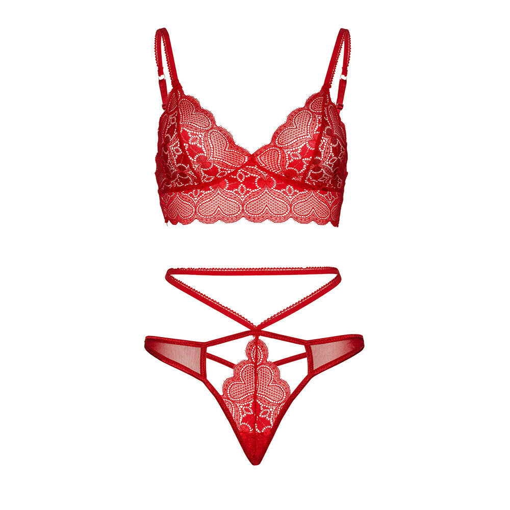 Leg Avenue Sweetheart Lace Bralette Set Red Size: M/L