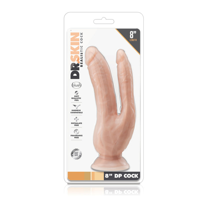 Dr. Skin Dual 8 Inch Dual Penetrating Dildo With Suction Cup