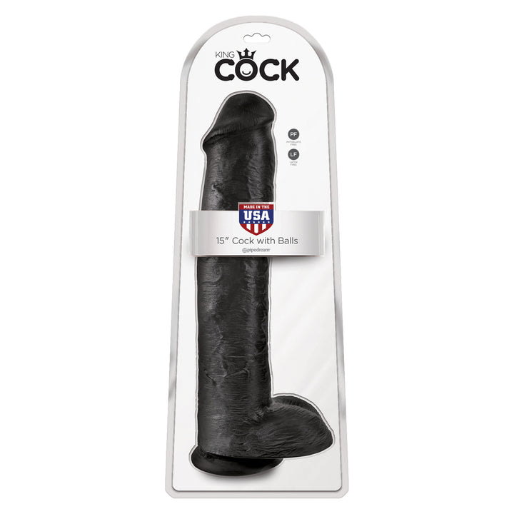 King Cock 15 Inch Cock with Balls Black