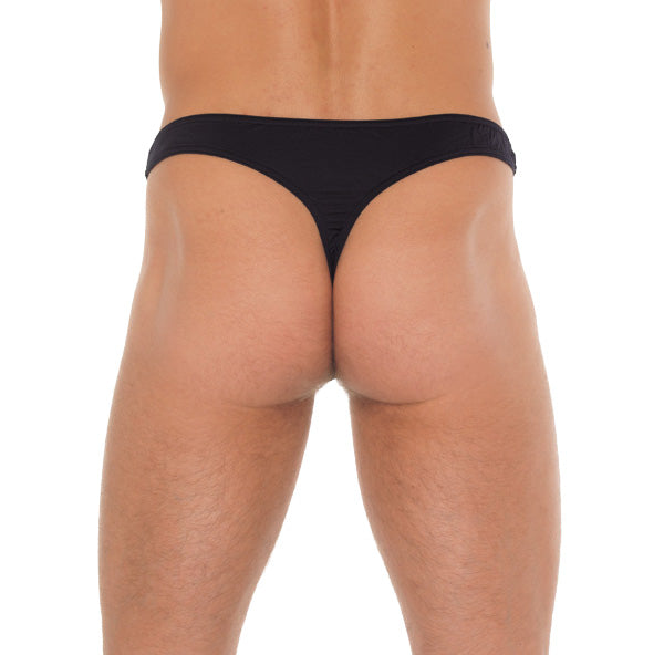 Mens Black G-String With A Net Pouch