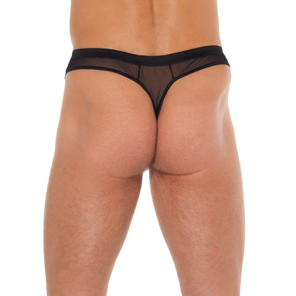 Mens Black G-String With Penis Sleeve