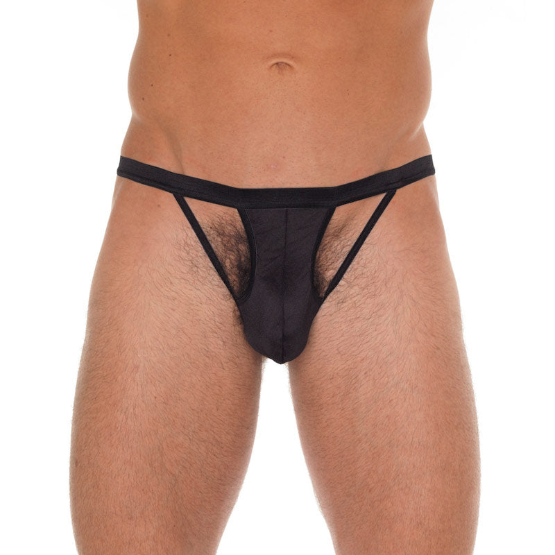 Mens Cut Out G-String Black