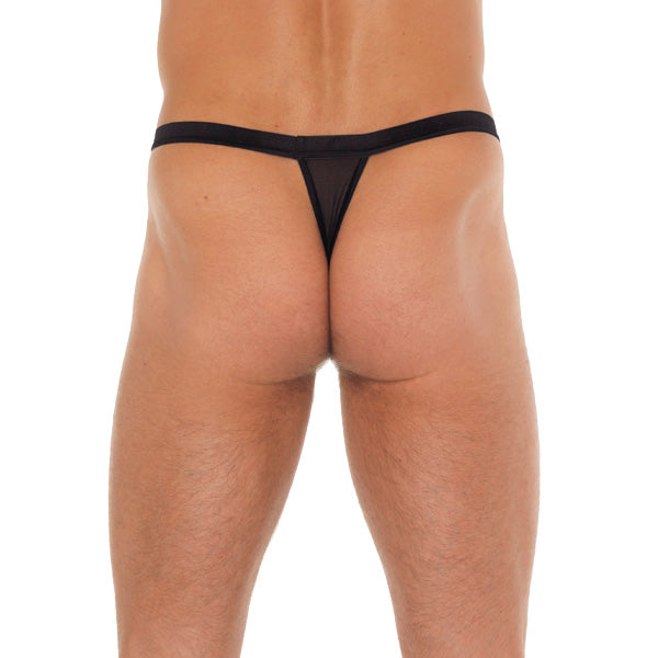 Mens Black G-String With Red Pouch