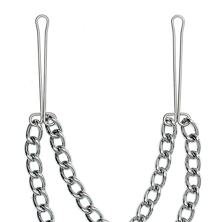 Silver Nipple Clamps With Double Chain