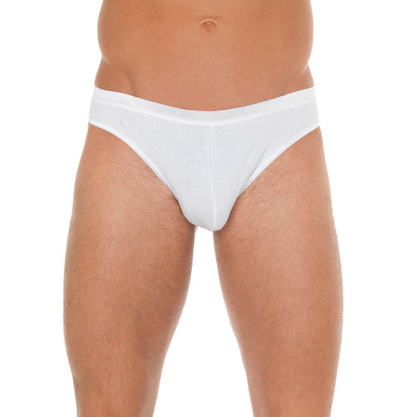 Mens White Cotton G-String